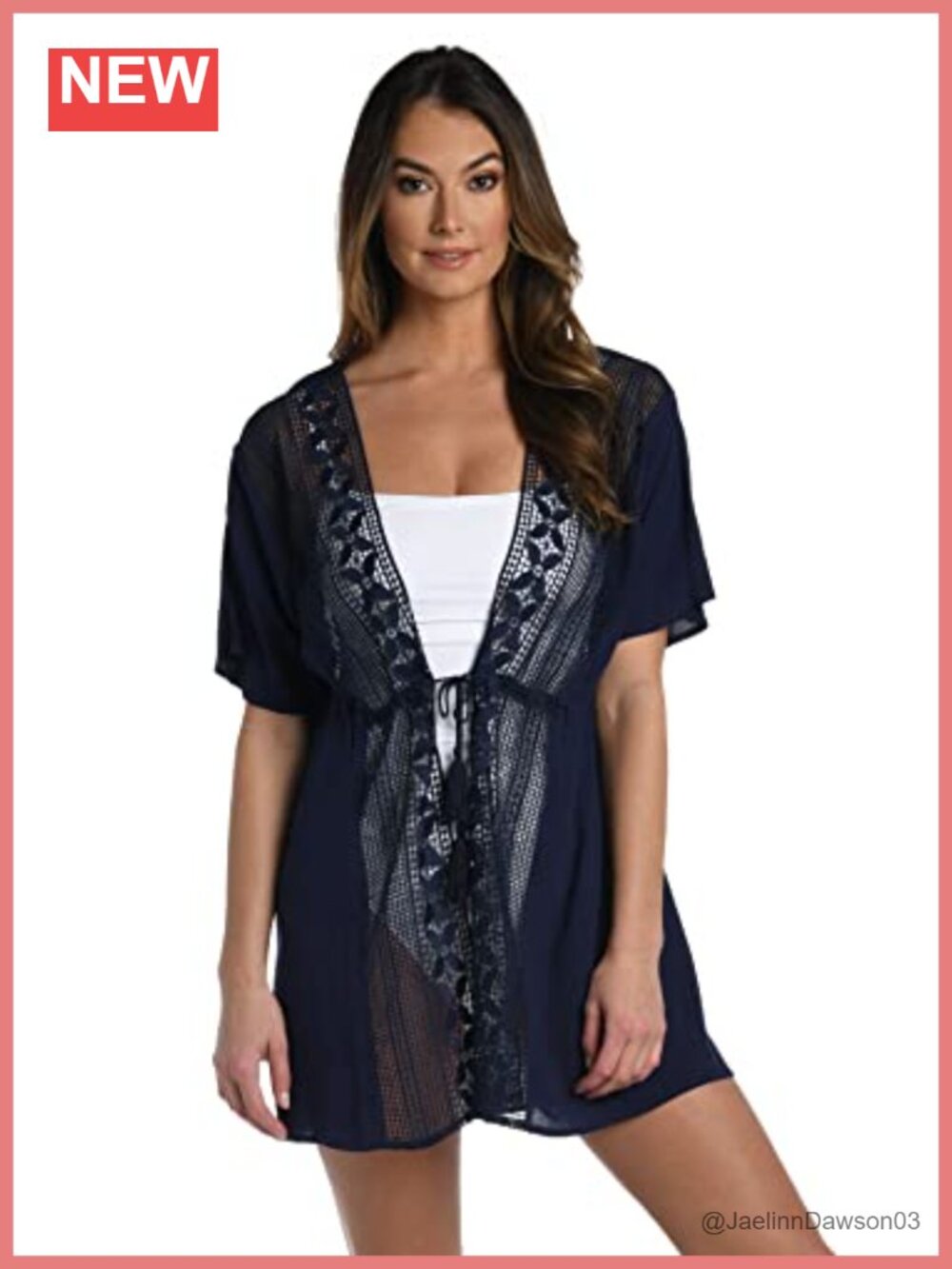 Women's Kimono Swimsuit Cover Up Crochet Dolman Sleeve